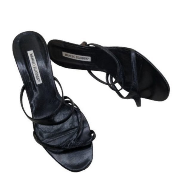 Manolo Blahnik Black Strappy Heels - Picture 5 of 10